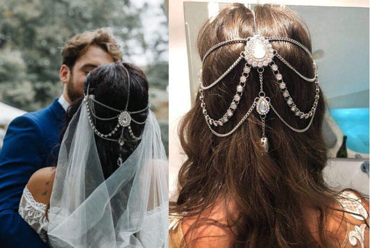 Boho Crystal Bridal Hair Chain