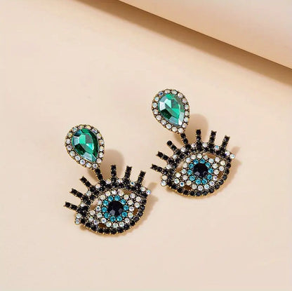 Eye Pattern Rhinestone Earrings