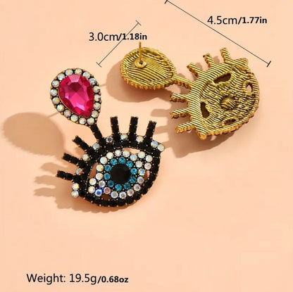 Eye Pattern Rhinestone Earrings