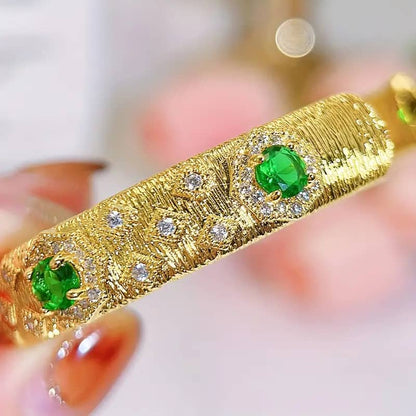 Luxury 18K Gold Plated Handmade Wire CZ Cuff Bangle