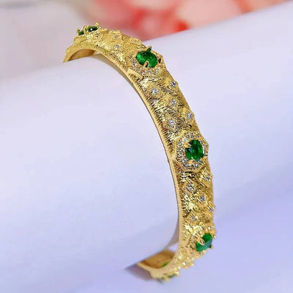Luxury 18K Gold Plated Handmade Wire CZ Cuff Bangle