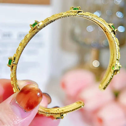 Luxury 18K Gold Plated Handmade Wire CZ Cuff Bangle
