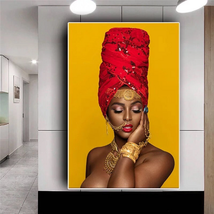 Red Turban Printed Oil Painting Canvas