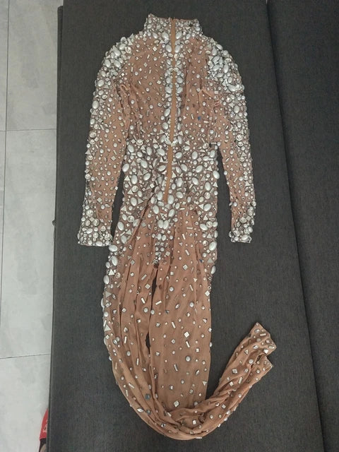 The Pearl And Rhinestones Embellished Sparkly Jumpsuit