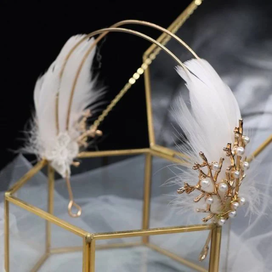 White Feathered Headband Bridal Hair Accessories