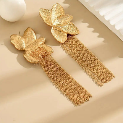 Golden Petals Tassel Earrings