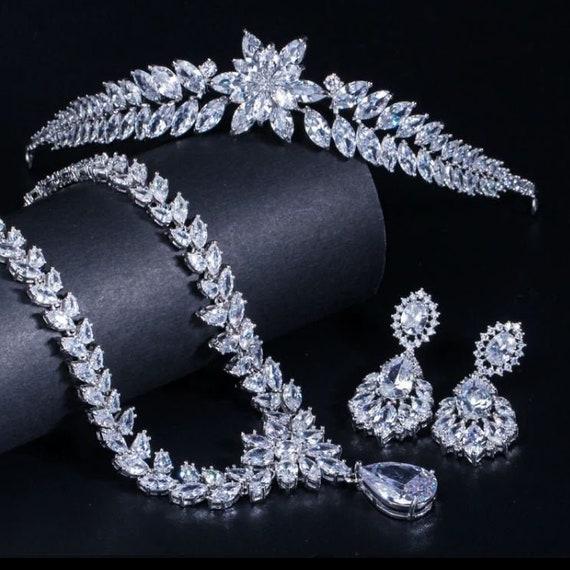 Luxury CZ Bridal Tiara Set
