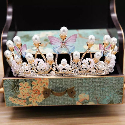 Pearl Butterfly Golden Princess Tiara