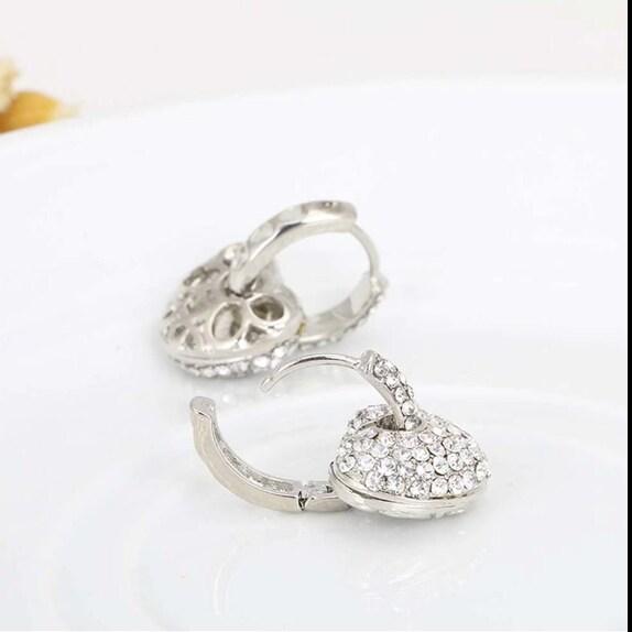 Crystal Hearts Detachable Earrings