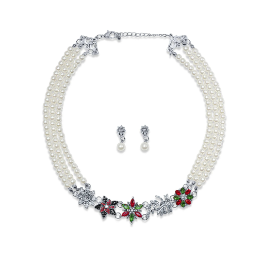 Luxury Pearls Festive Statement Necklace Set/Christmas Jewelry/Christmas Gift Ideas