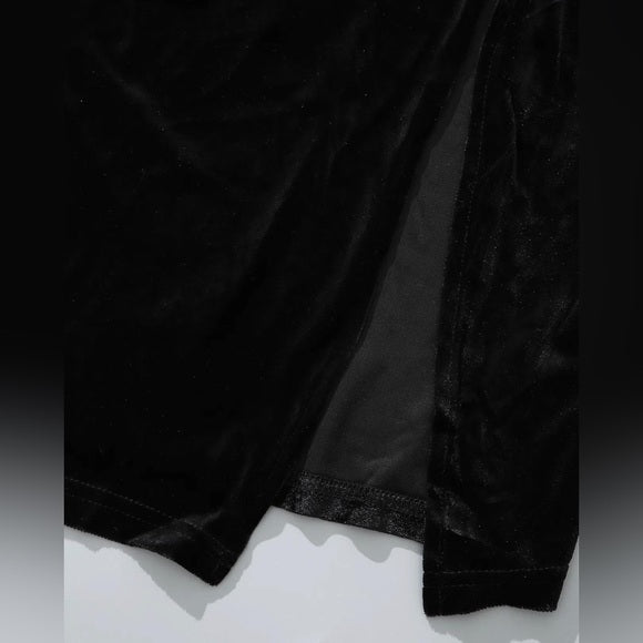 Long Black Velvet Midi Skirt