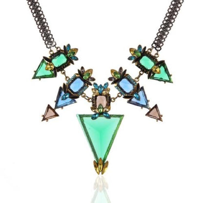 Geometric Rhinestone Mod Statement Necklace