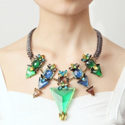 Geometric Rhinestone Mod Statement Necklace