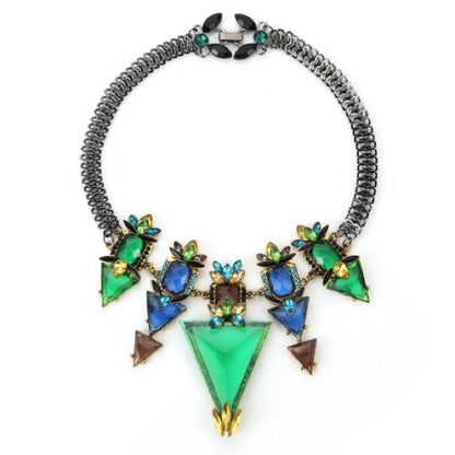 Geometric Rhinestone Mod Statement Necklace