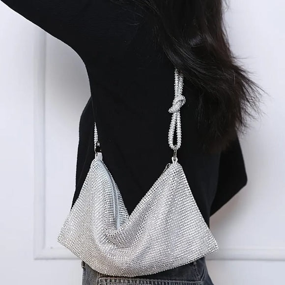 Large Size Rhinestone Embellished Evening Shoulder Bag