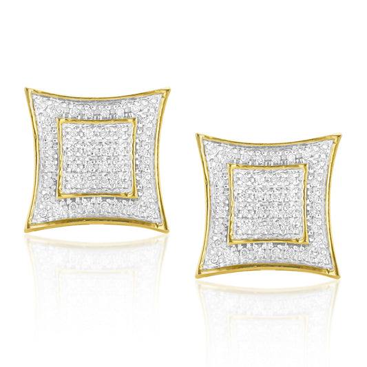 Yellow Gold Plated Silver Diamond Earrings 0.25ct